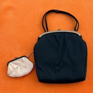 Black Rhinestone-Trim Evening Handbag - Women Bags